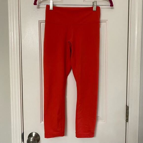 LULULEMON • Red Orange Cropped Athletic Leggings - Picture 2 of 8